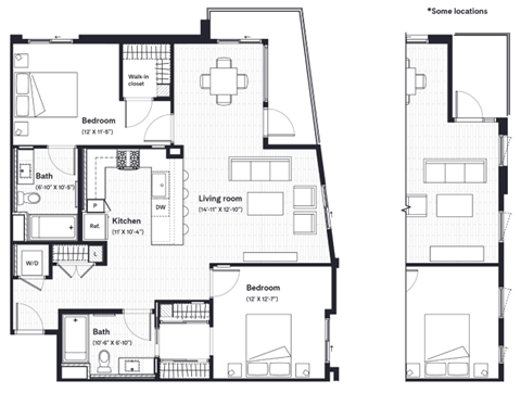 floor plan of the 2nd level floorplan of a 4 bedroom apartment